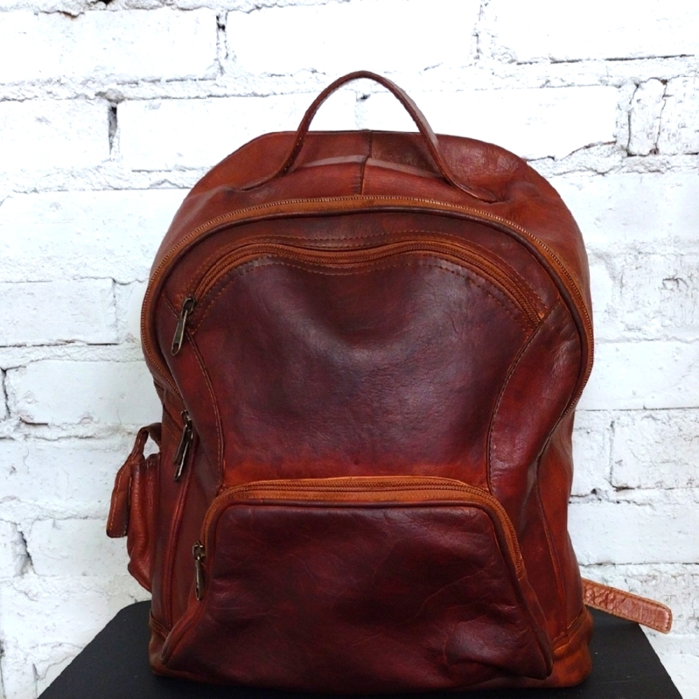 Vintage Brown Leather Backpack
